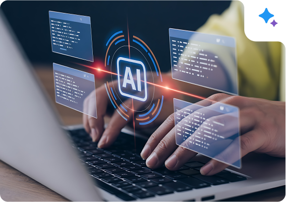 Developer building AI solutions on a laptop