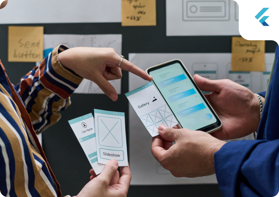 Team collaborating on a Flutter mobile app