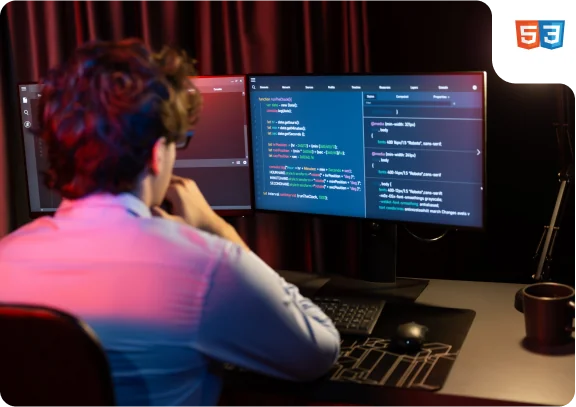 Developer working on website development